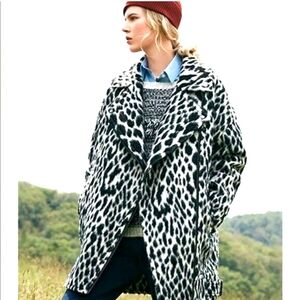 EXTRA LARGE NWT Banana Republic Snow Leopard Cocoon Jacket. Black Alpaca Wool.